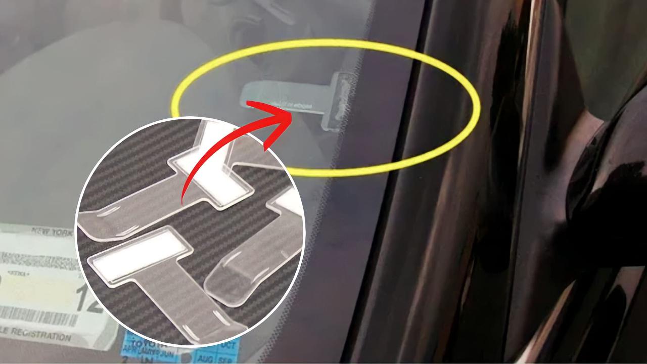 Portablocco Per Parabrezza Auto, 2 Pezzi, 3 In 1, Supporto Adesivo Per Permesso Di Parcheggio, Autoadesivo - Foto 6